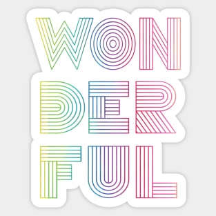 WONDERFUL retro typography rainbow Sticker